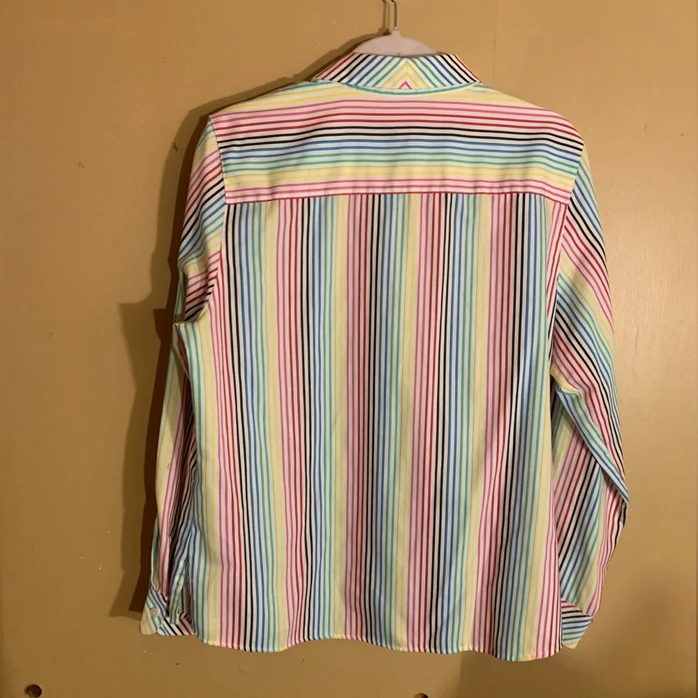 🌺 FOXCROFT Multicolored No-Iron Striped Shirt 12 - Picture 3 of 16